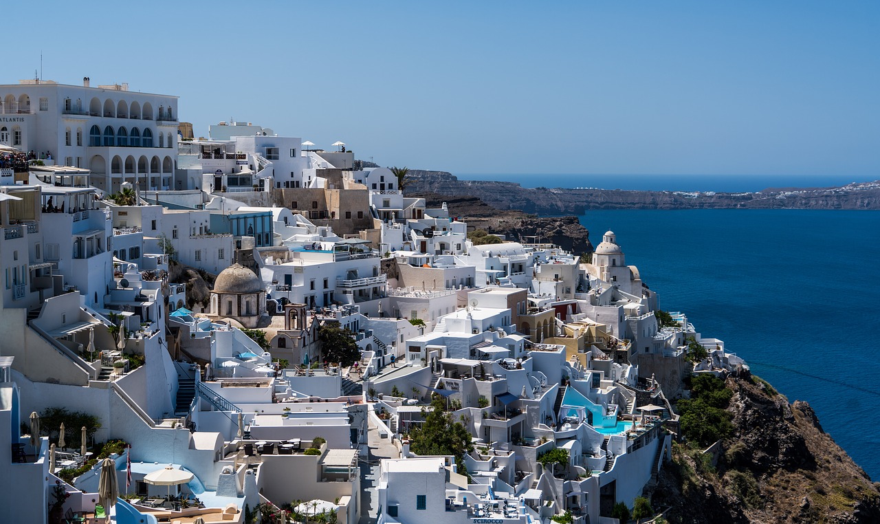 Santorini, Oia, Graikija, Kelionė, Architektūra, Balta, Mėlynas, Vasara, Graikų Kalba, Sala