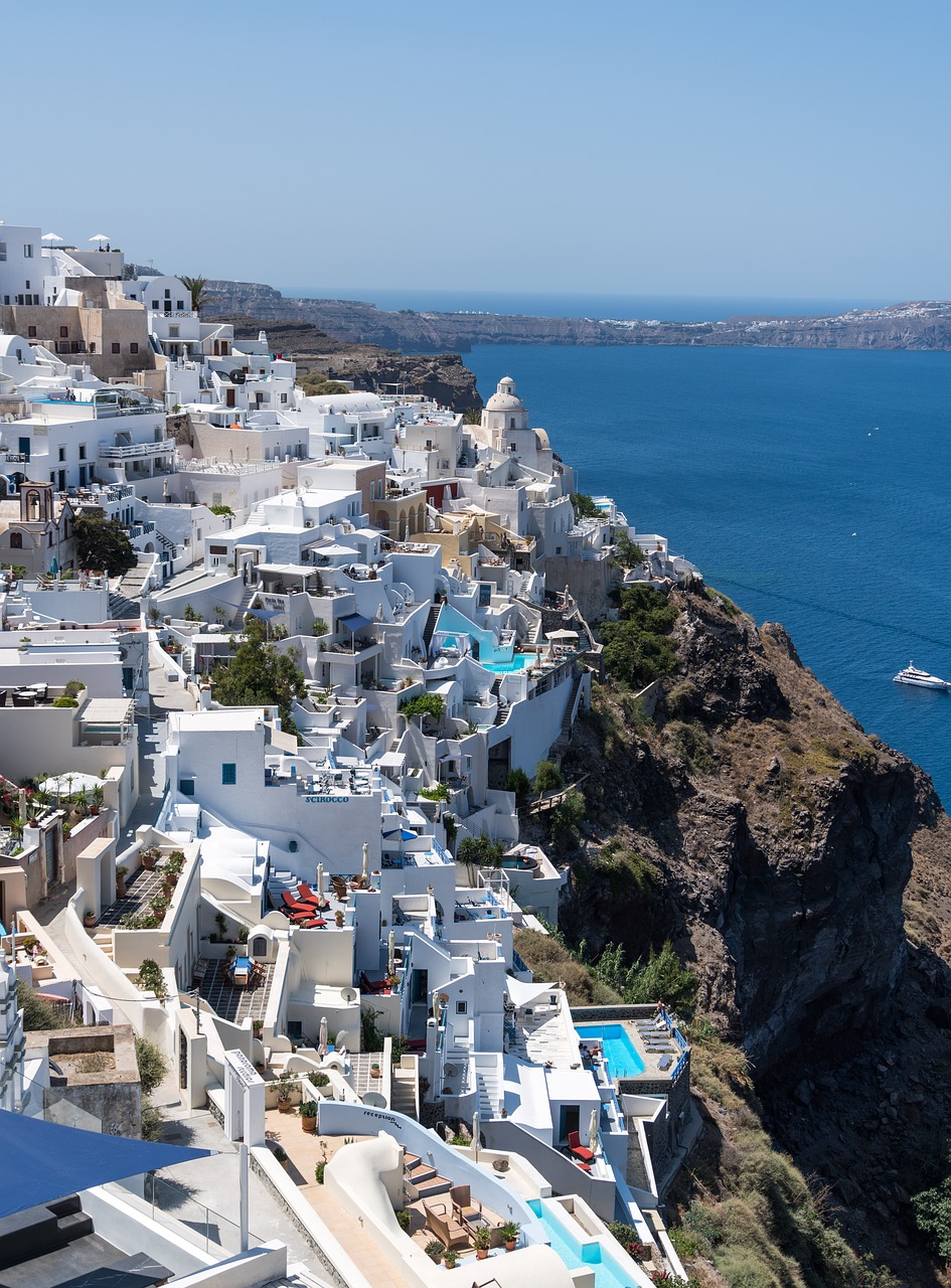 Santorini, Oia, Graikija, Kelionė, Architektūra, Balta, Mėlynas, Vasara, Graikų Kalba, Sala