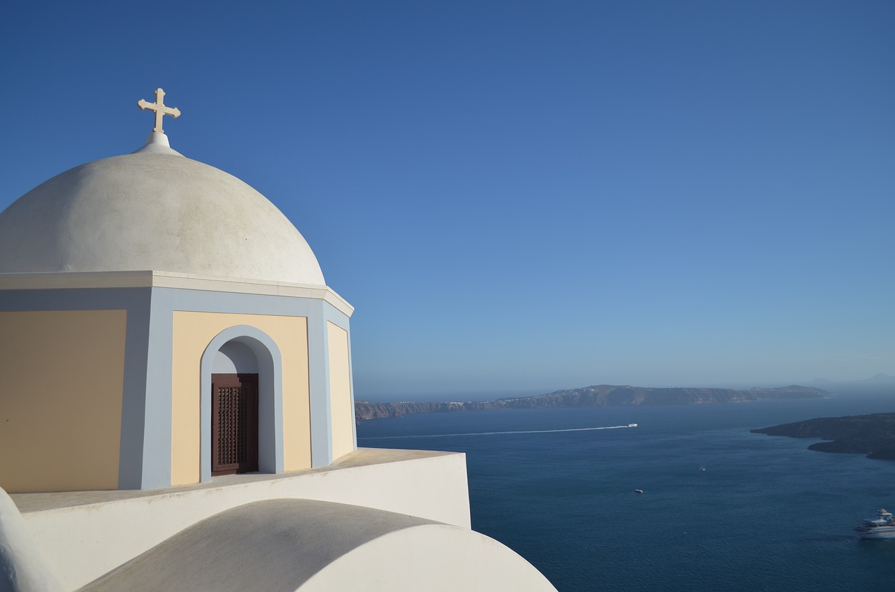 Santorini, Kirsti, Vandenynas, Graikija, Jūra, Architektūra, Atostogos, Oia, Bažnyčia, Nemokamos Nuotraukos