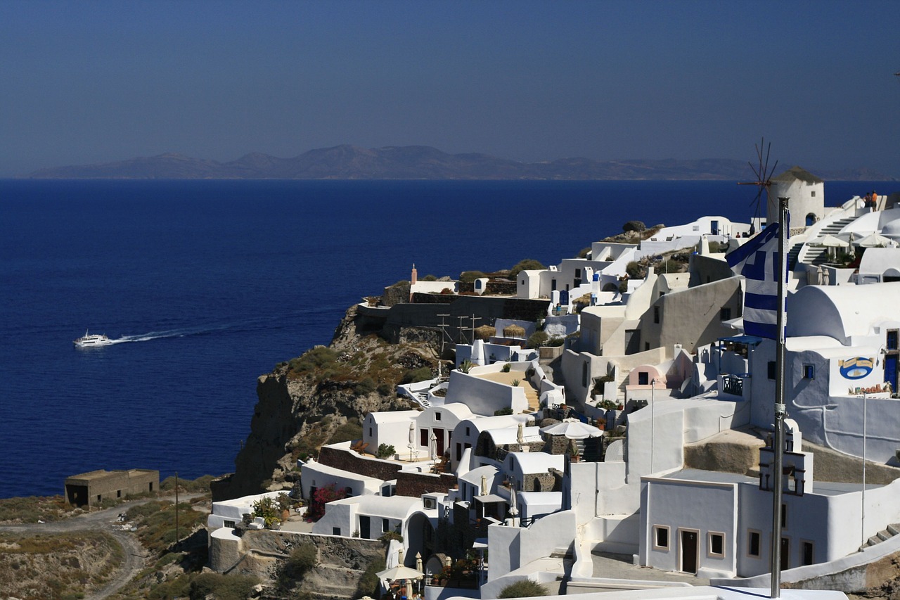 Santorini, Graikija, Sala, Kelionė, Jūra, Turizmas, Graikų Kalba, Mėlynas, Pastatas, Dangus