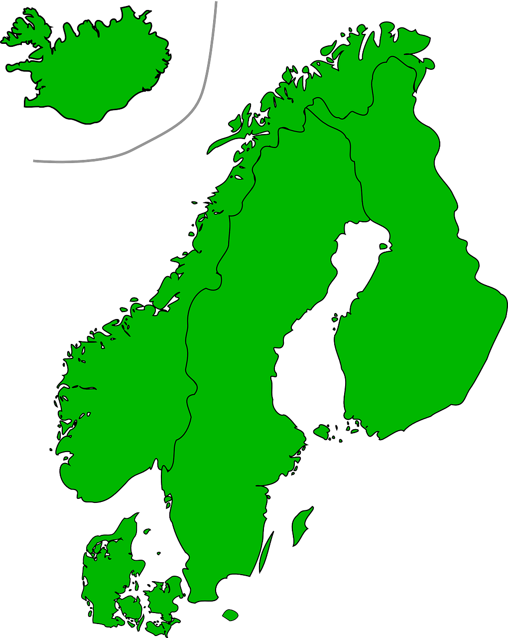Skandinavija, Žemėlapis, Šalyse, Švedija, Denmark, Norvegija, Iceland, Finland, Nemokama Vektorinė Grafika, Nemokamos Nuotraukos