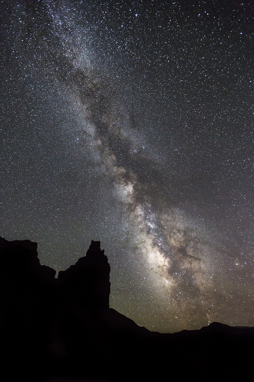 Vaizdingas, Paukščių Takas, Žvaigždės, Dangus, Kraštovaizdis, Panorama, Kamino Rocks, Siluetas, Capitol Reef Nacionalinis Parkas, Utah