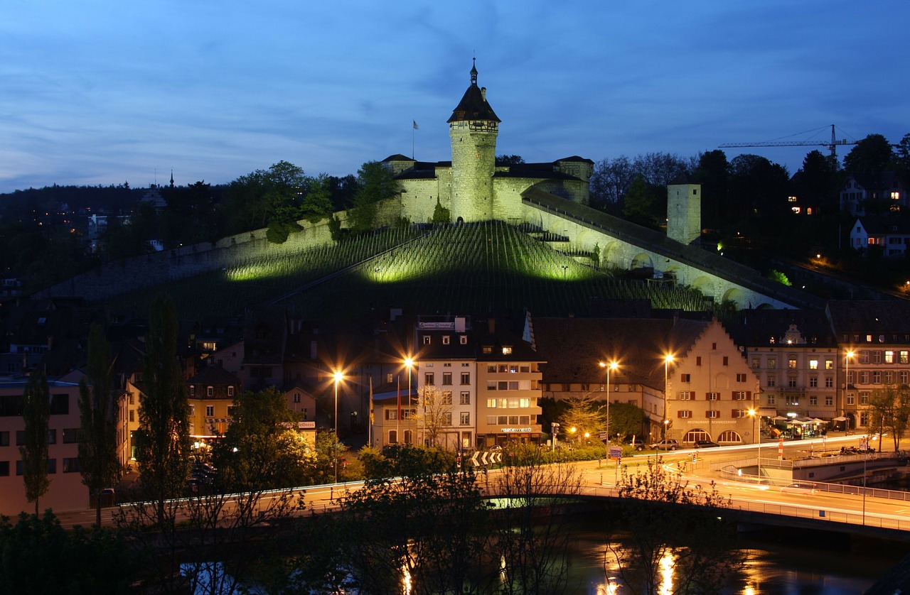 Schaffhausen, Munot, Twilight, Mėlyna Valanda, Dusk, Nemokamos Nuotraukos,  Nemokama Licenzija