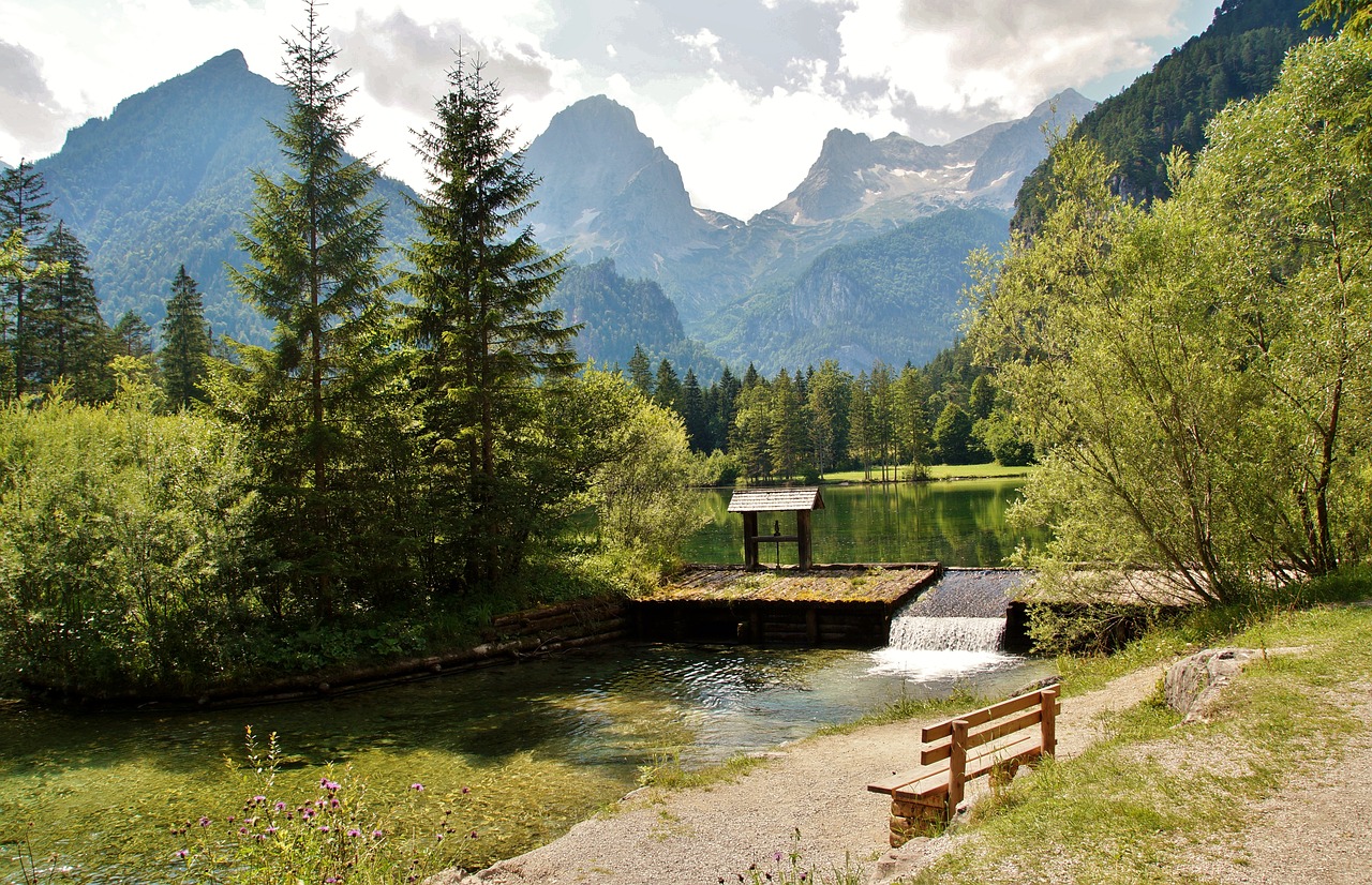 Schiederweiher,  Spitzmauer,  Großer Priel,  Hinterstoder,  Alpės,  Vasara,  Kraštovaizdis,  Kalnai,  Ežeras,  Atmosfera