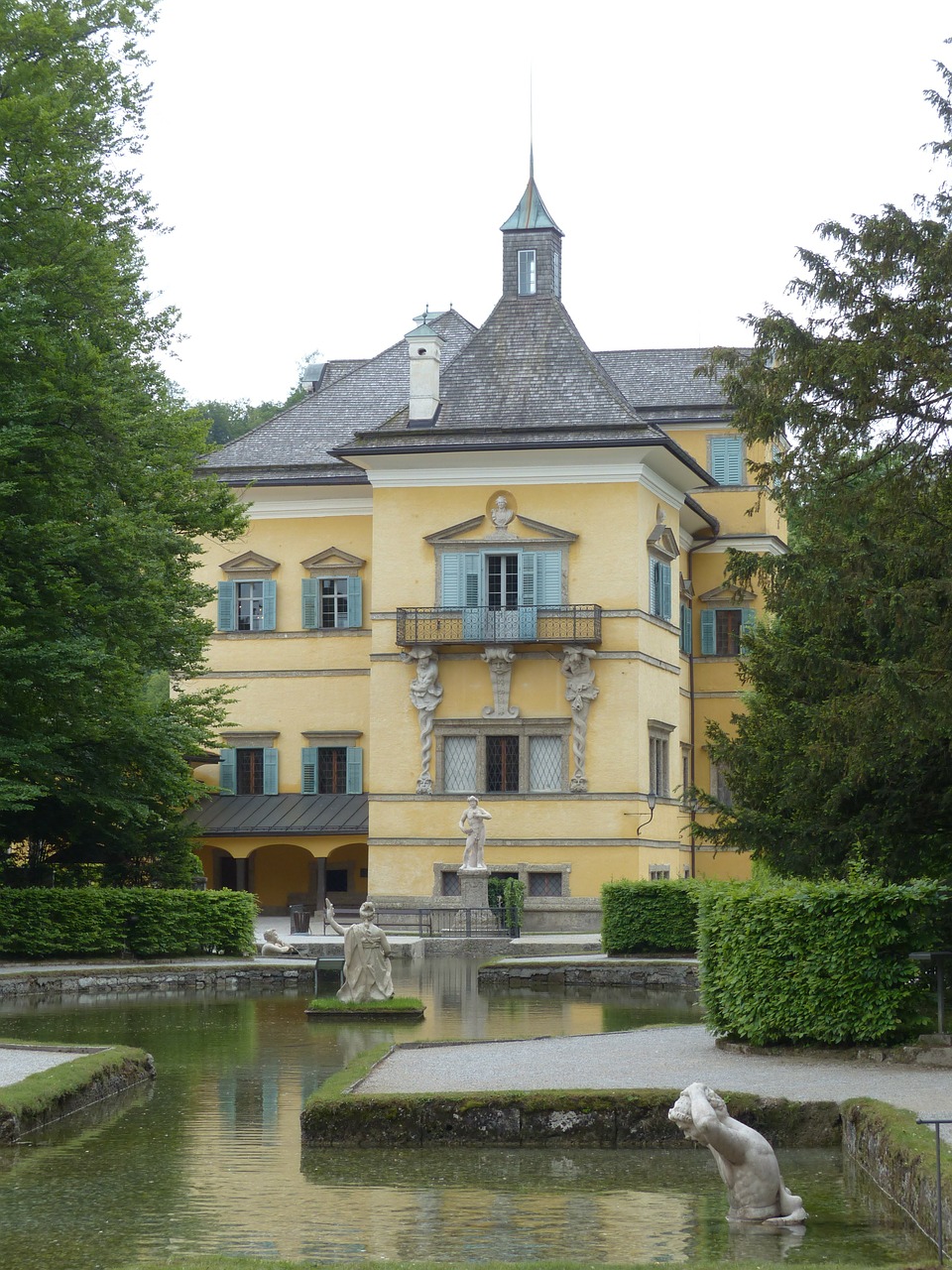 Schloss Hellbrunn, Hellbrunn, Pilis, Pastatas, Architektūra, Manierizmas, Geltona, Priedas, Salzburg, Austria
