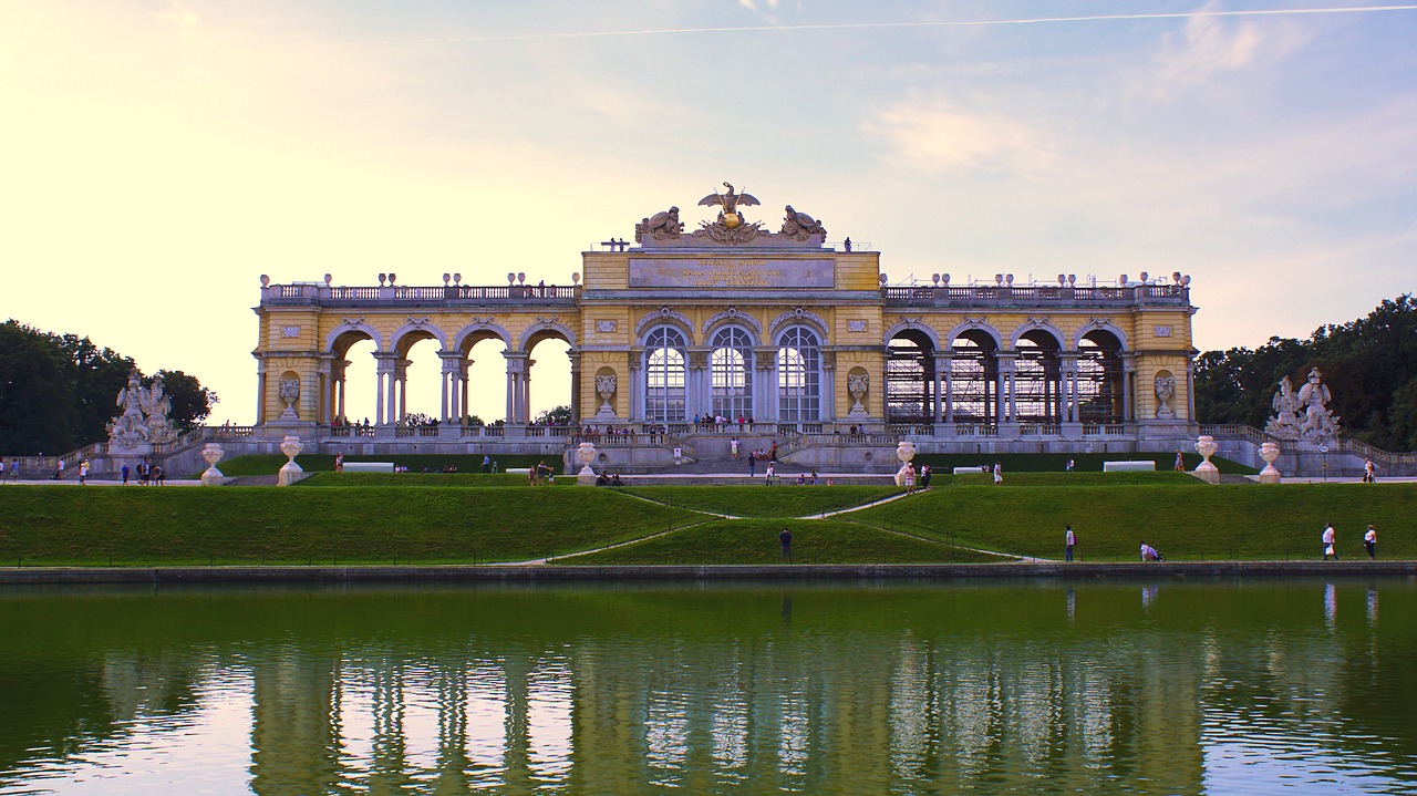 Schönbrunn Rūmai, Vienna, Gloriette, Vanduo, Fontanas, Istoriškai, Pilis, Barokas, Europa, Vaizdas