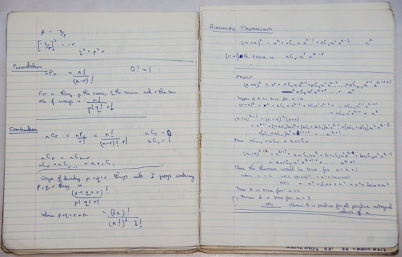 Mokykla, Knyga, Matematika, Algebra, Binominė Teorema, Teorema, Formulė, Švietimas, Mokymasis, 1960-Tieji Metai
