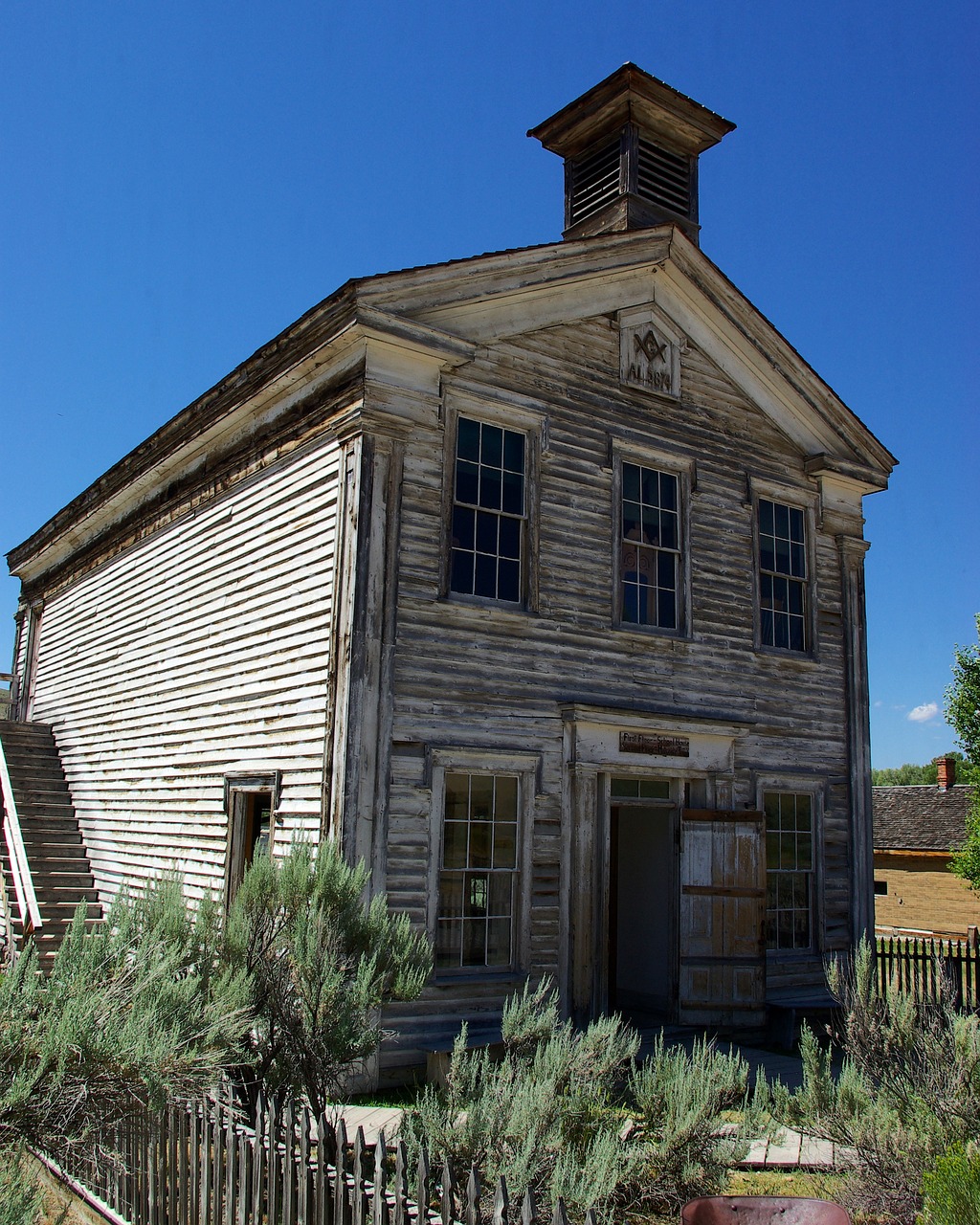 Schoolhouse Ir Masoński Lodge,  Montana,  Bannack,  Vaiduoklių Miestas,  Old West ,  Amerika,  Istorinis,  Schoolhouse,  Vigilante,  Laukiniai Vakarai