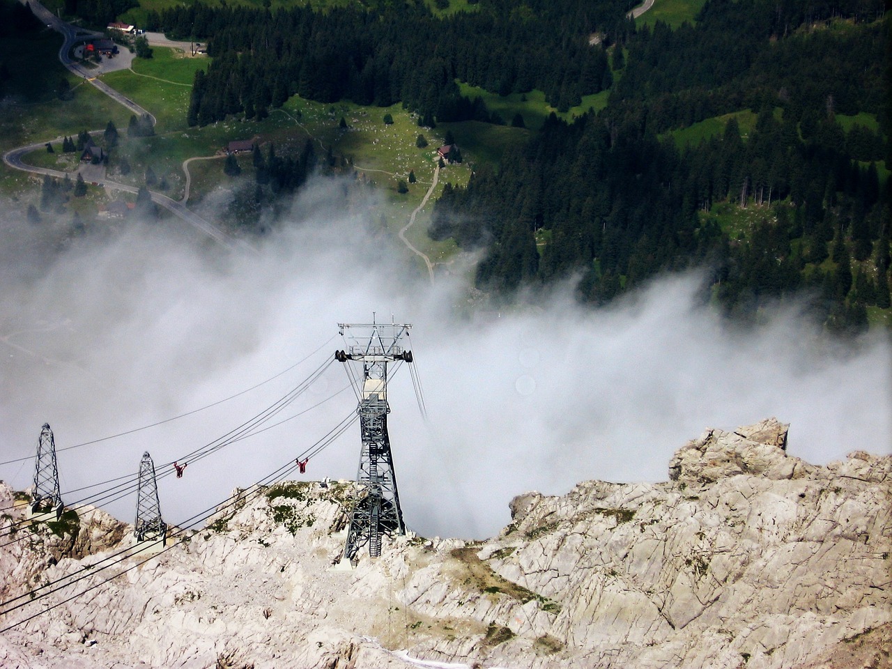 Schwägalp Säntis, Säntis, Šveicarija Säntis, Šveicarija, Gondola, Kabelis, Sidntis Kabelis, Kalnas, Nemokamos Nuotraukos,  Nemokama Licenzija