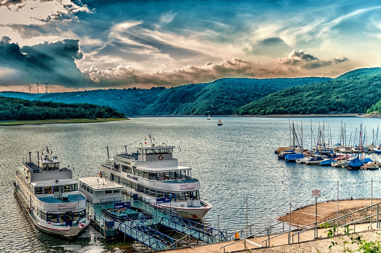 Schwammenauel, Rursee, Laivyba, Debesys, Hdr, Laivas, Dangus, Vakarinis Dangus, Nemokamos Nuotraukos,  Nemokama Licenzija