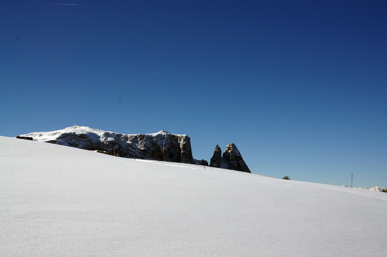 Sciliar, South Tyrol, Alp Siusi, Sniegas, Žiema, Kalnai, Šaltas, Kraštovaizdis, Alpės, Dolomitai