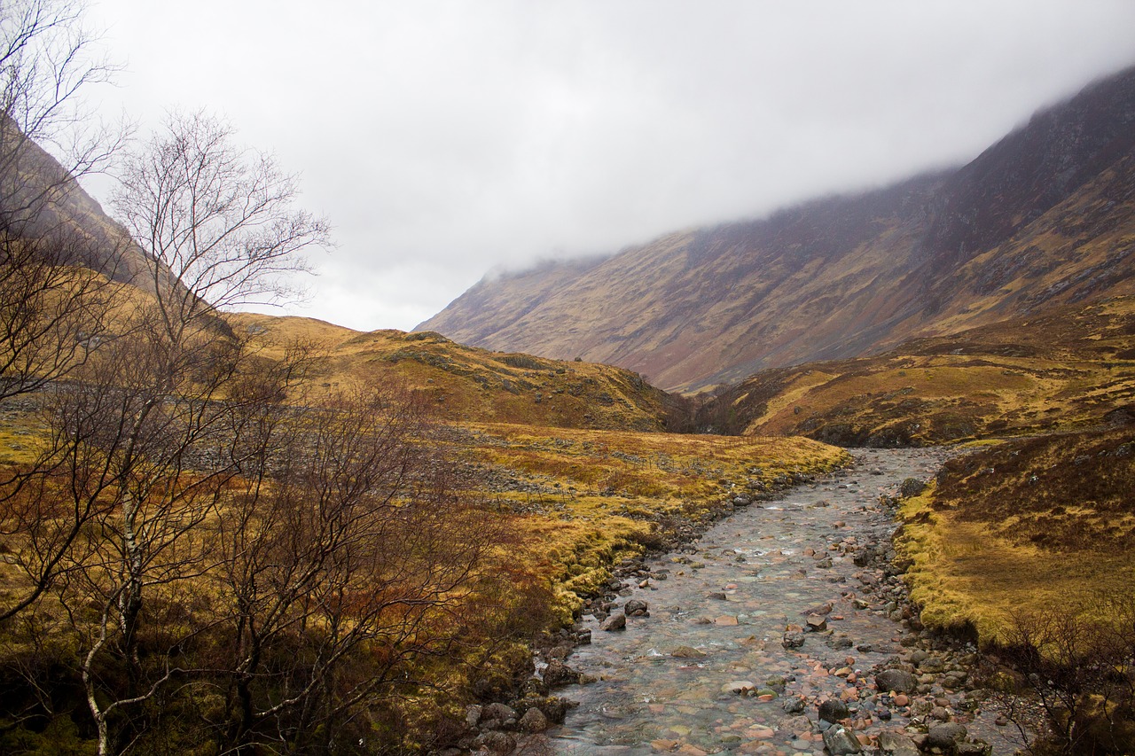 Škotija, Žygiai, Vėjuota, Rūkas, Debesys, Lietus, Glencoe, Gamta, Highlands, Kalnas