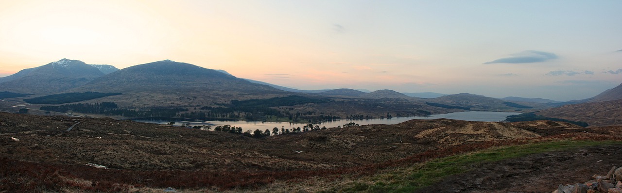 Škotija, Ežeras, Kraštovaizdis, Gamta, Heide, Saulėlydis, Panorama, Loch Tulla, Kraštovaizdžio Vanduo, Kalnai