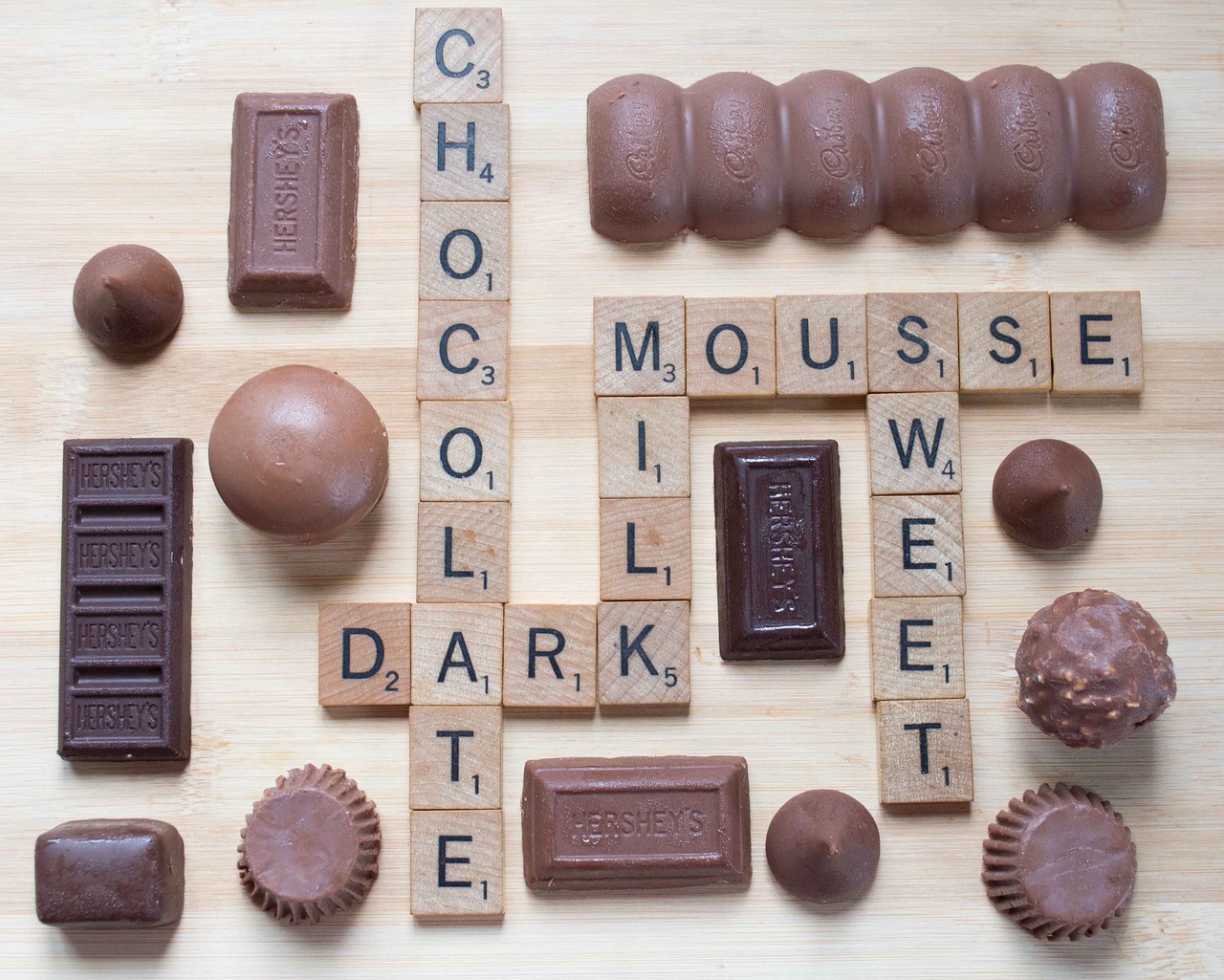 Scrabble, Šokoladas, Juodasis Šokoladas, Pieniškas Šokoladas, Mušas, Saldus, Rašybos Žodžiai, Drožlių Plytelės, Nemokamos Nuotraukos,  Nemokama Licenzija