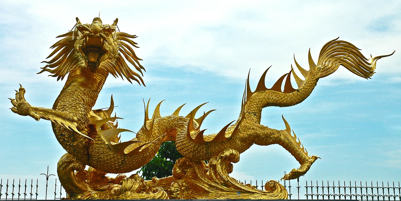 Skulptūra, Drakonai, Auksinis, Tailandas, Nemokamos Nuotraukos,  Nemokama Licenzija