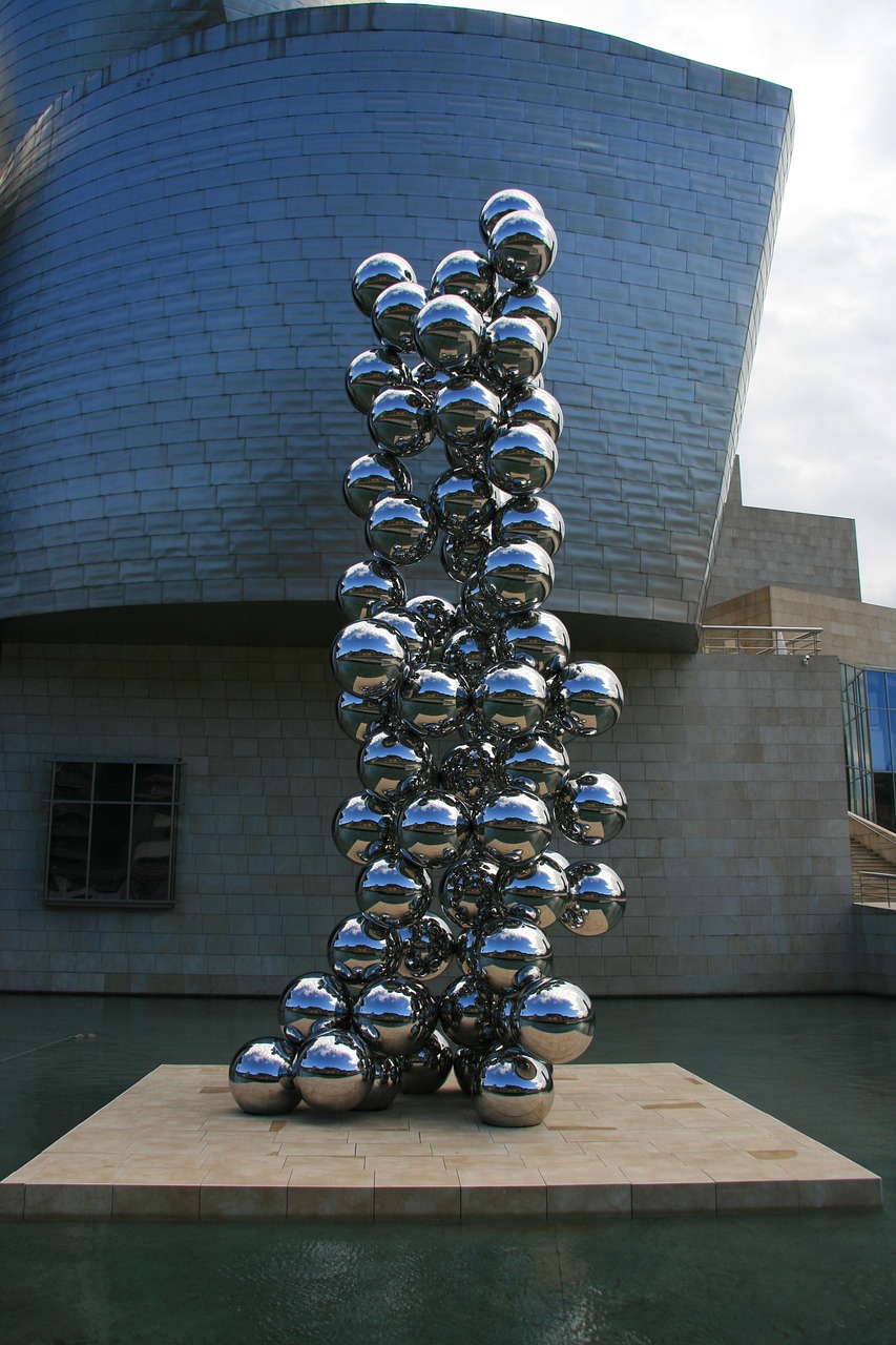 Skulptūra, Rutulys, Menininkas, Lauke, Atspindys, Modernus Menas, Skulptūra Metalas, Bilbao, Ispanija, Nemokamos Nuotraukos