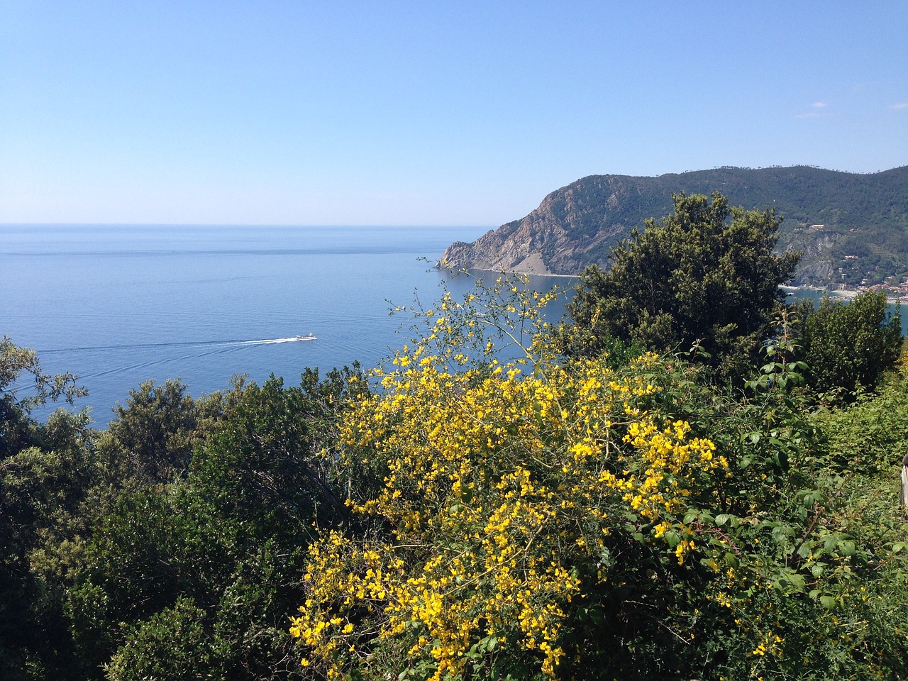 Jūra, Cinqueterre, Ligurija, Italy, Kalnas, Namai, Spalvos, Dangus, Vernazza, Valtis