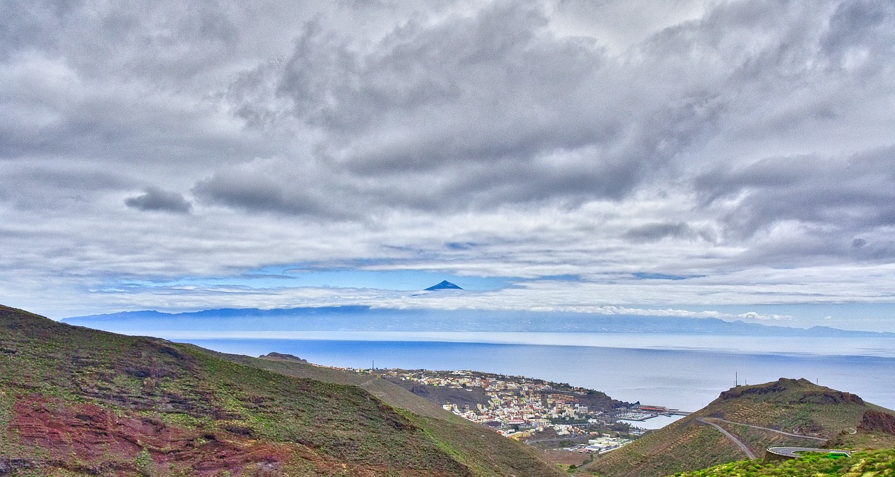 Jūra,  Dangus,  Vandenynas,  Debesys,  Kraštovaizdis,  Teide,  Gomera,  Siluetai, Nemokamos Nuotraukos,  Nemokama Licenzija