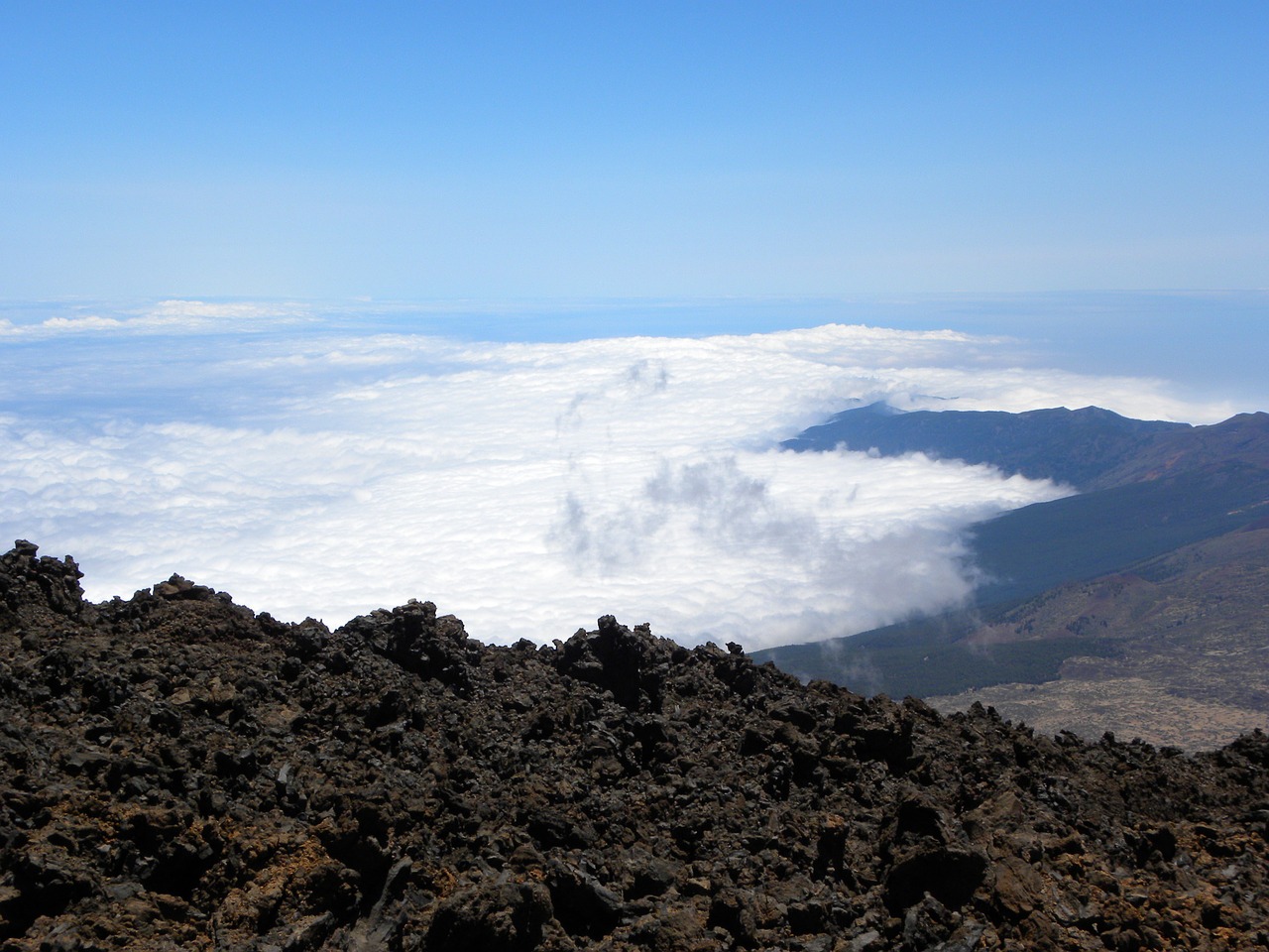 Debesų Jūra, Debesys, Mėlynas, Gamta, Kraštovaizdis, Horizontas, Jūra, Aukštis, Paukščio Skrydžio Vaizdas, Teide