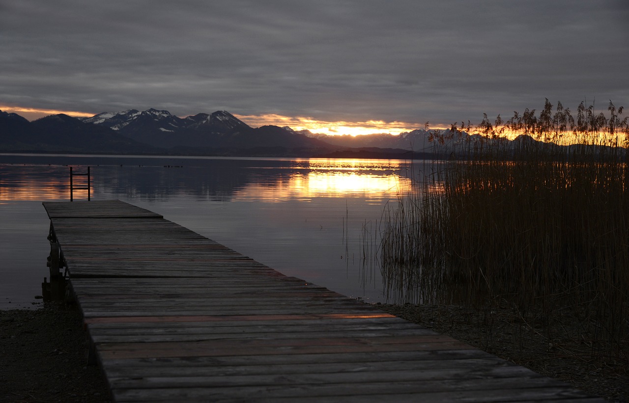 Jūros Dugnas, Ežeras, Gamta, Bavarija, Chiemsee, Nuotaika, Vanduo, Vandenys, Abendstimmung, Internetas