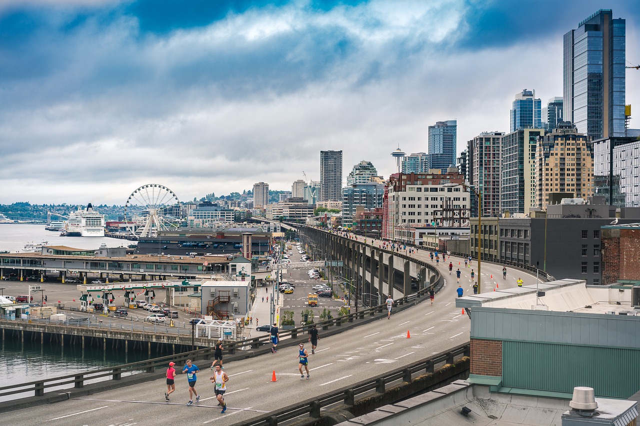 Seattle, Maratonas, Rokenrolas, Miestas, Per Naktį, Greitkelis, Vašingtonas, Rūkas, Greitkelis, Miesto