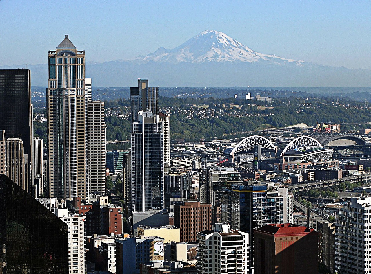 Seattle, Kalnelis Lietaus, Vašingtono Valstija, Vaizdingas, Miestas, Panorama, Dangoraižiai, Aukštas Pakyla, Miestas, Usa