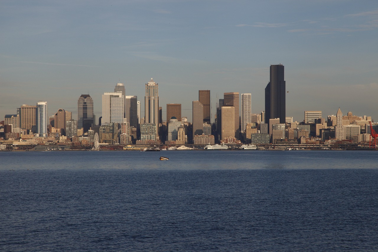 Seattle, Panorama, Miestas, Centro, Amerikietis, Architektūra, Šiuolaikiška, Miesto, Orientyras, Dangus