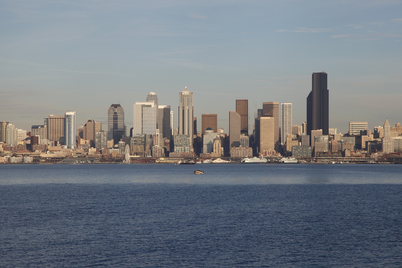 Seattle, Panorama, Miestas, Centro, Amerikietis, Architektūra, Šiuolaikiška, Miesto, Orientyras, Dangus