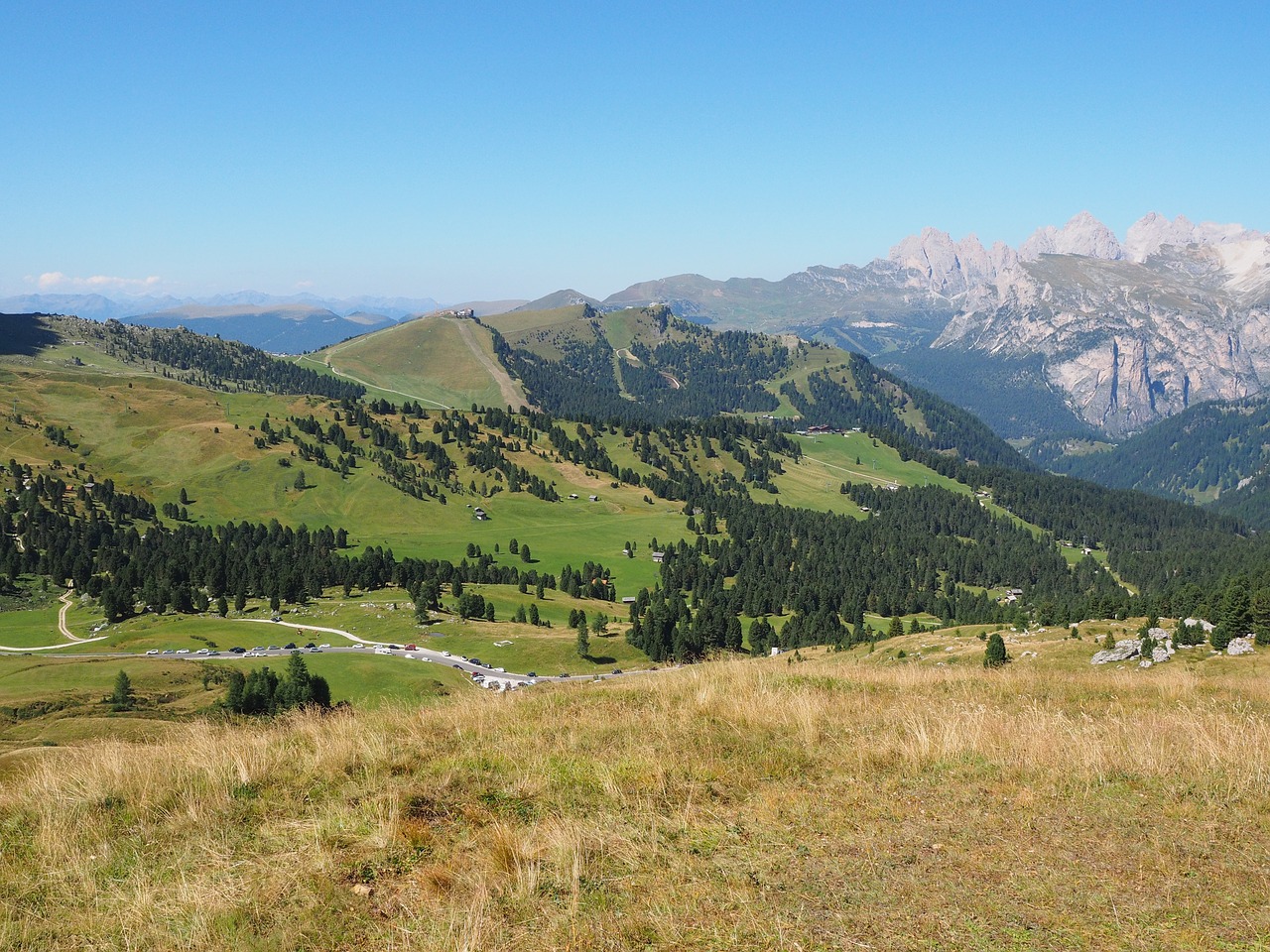 Sella Pass, Panorama, Dolomitai, Piz Sella, Ciampinoi, Piz Setour, Sella, Ganykla, Idilija, Gran Odla