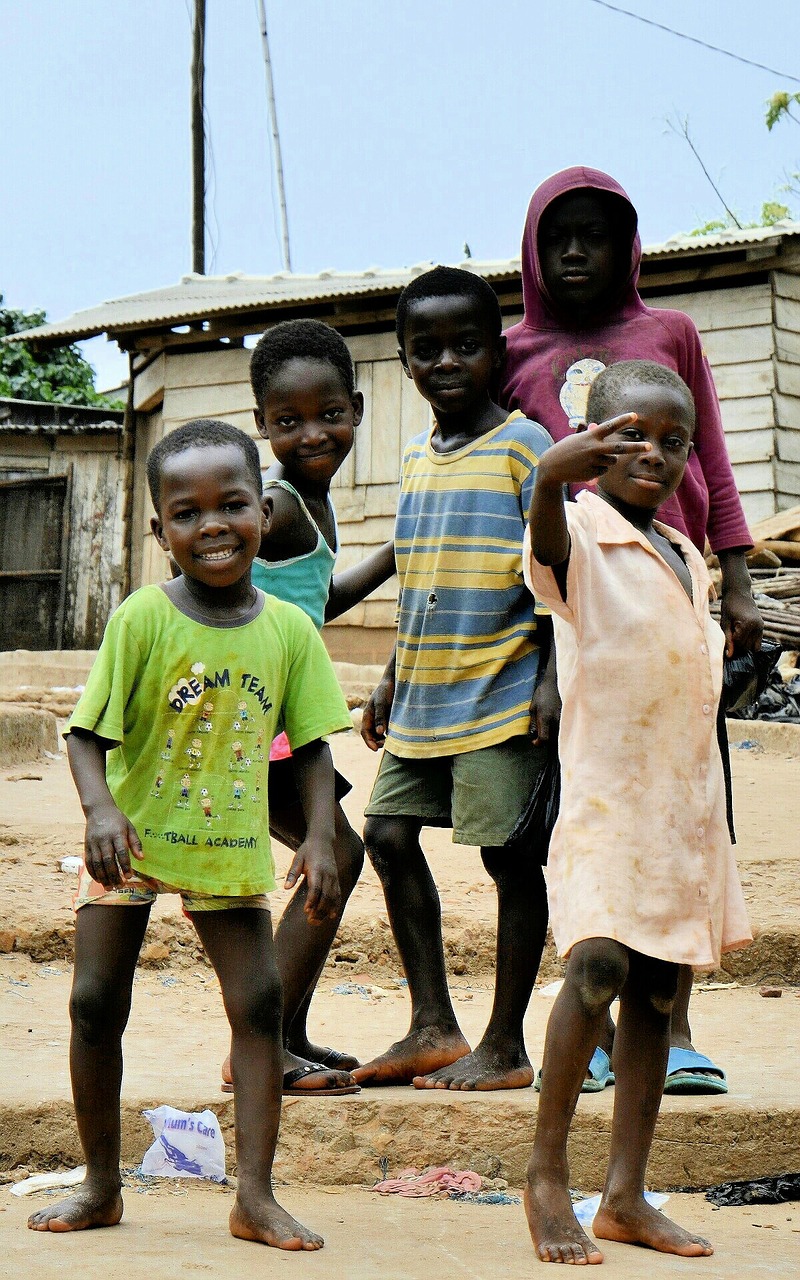 Senya Beraku, Gana, Afrika, Vakarų Afrika, Vaikai, Vaikai Žaidžia, Gauja, Šventė, Atostogos, Žaisti