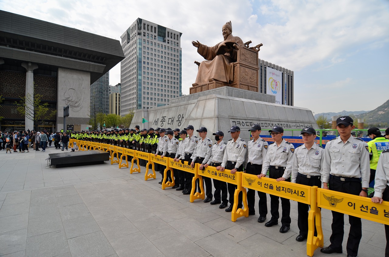 Seulas, Korėjos Policijos Linija, Riaušių Policija, Protestas, Nemokamos Nuotraukos,  Nemokama Licenzija