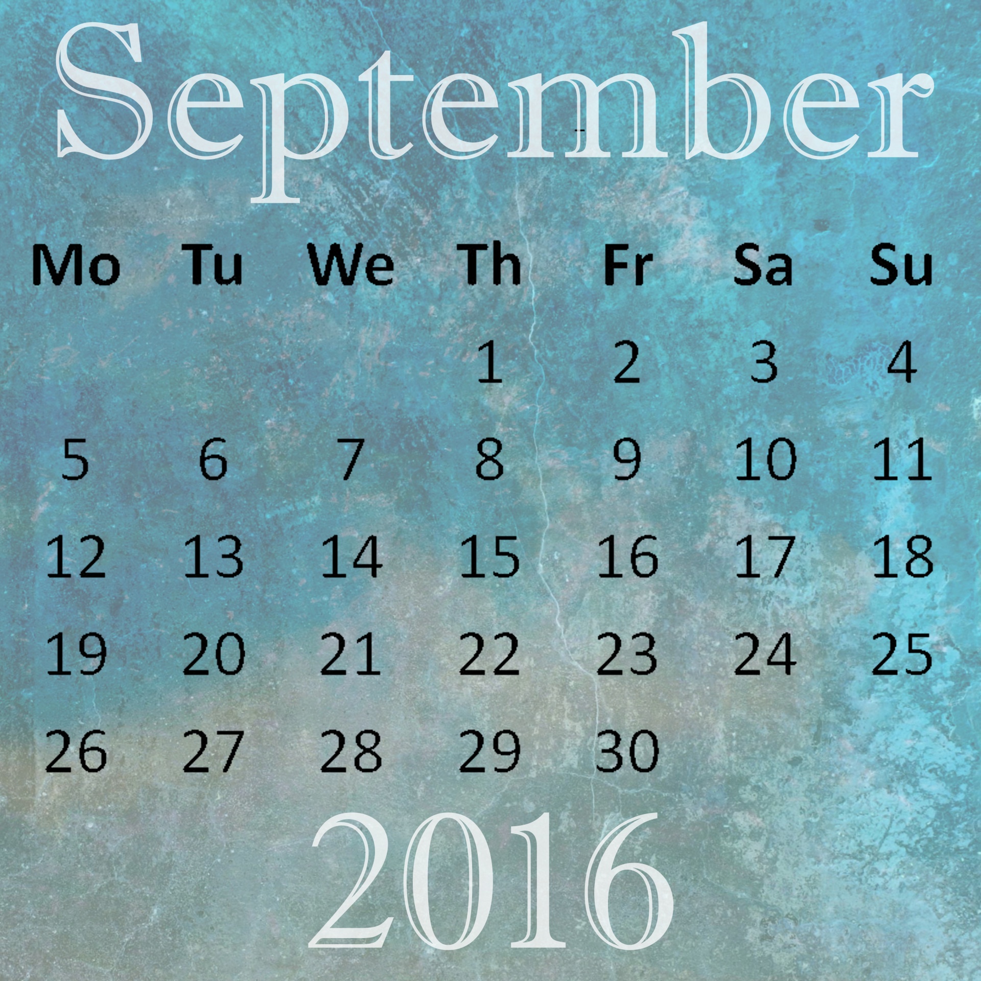 September,  2016,  Kalendorius,  Plakatas,  Tapetai,  Data,  Diena,  Laikas,  Mėnuo,  Kas Mėnesį