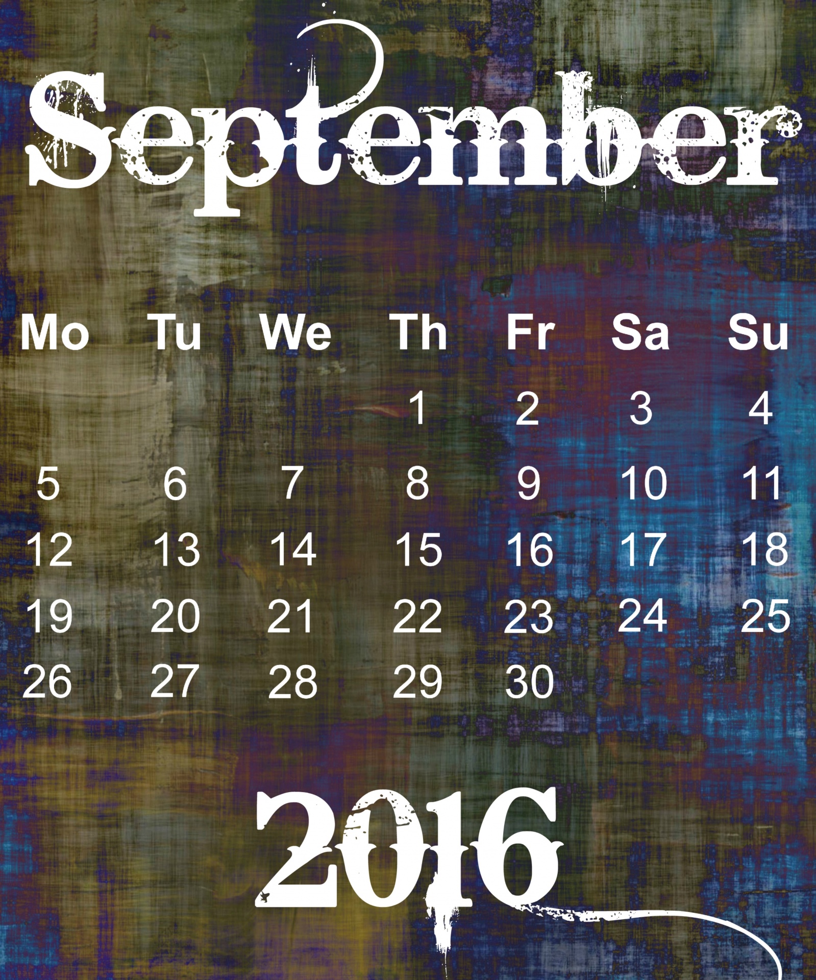 September,  2016,  Kalendorius,  Plakatas,  Grunge,  Abstraktus,  Tapetai,  Data,  Diena,  Laikas