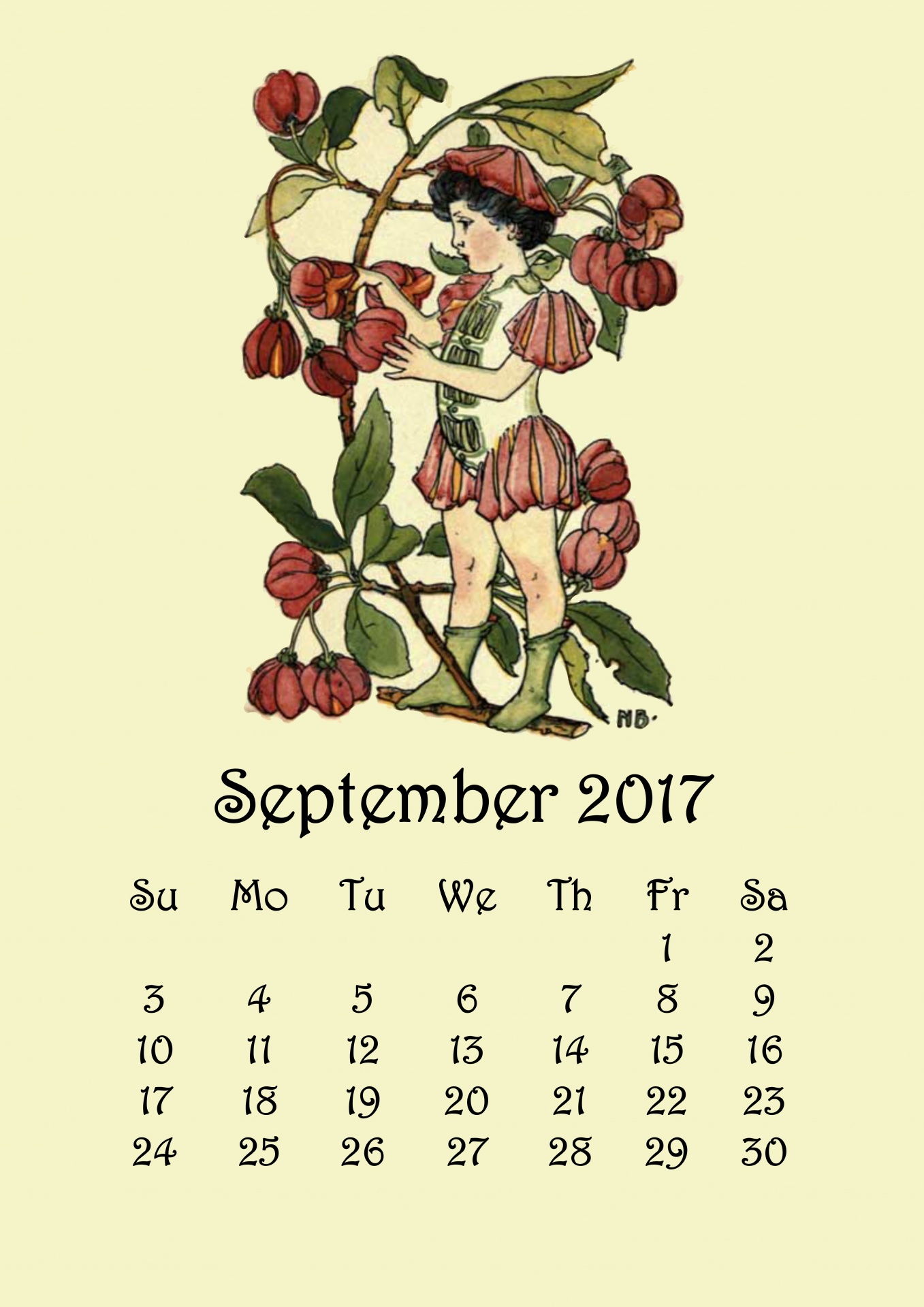 Liepa,  2017,  Kalendorius,  Fėja,  Gėlė,  Nellie & Nbsp,  Benson,  Ruduo,  Filialas,  Vintage