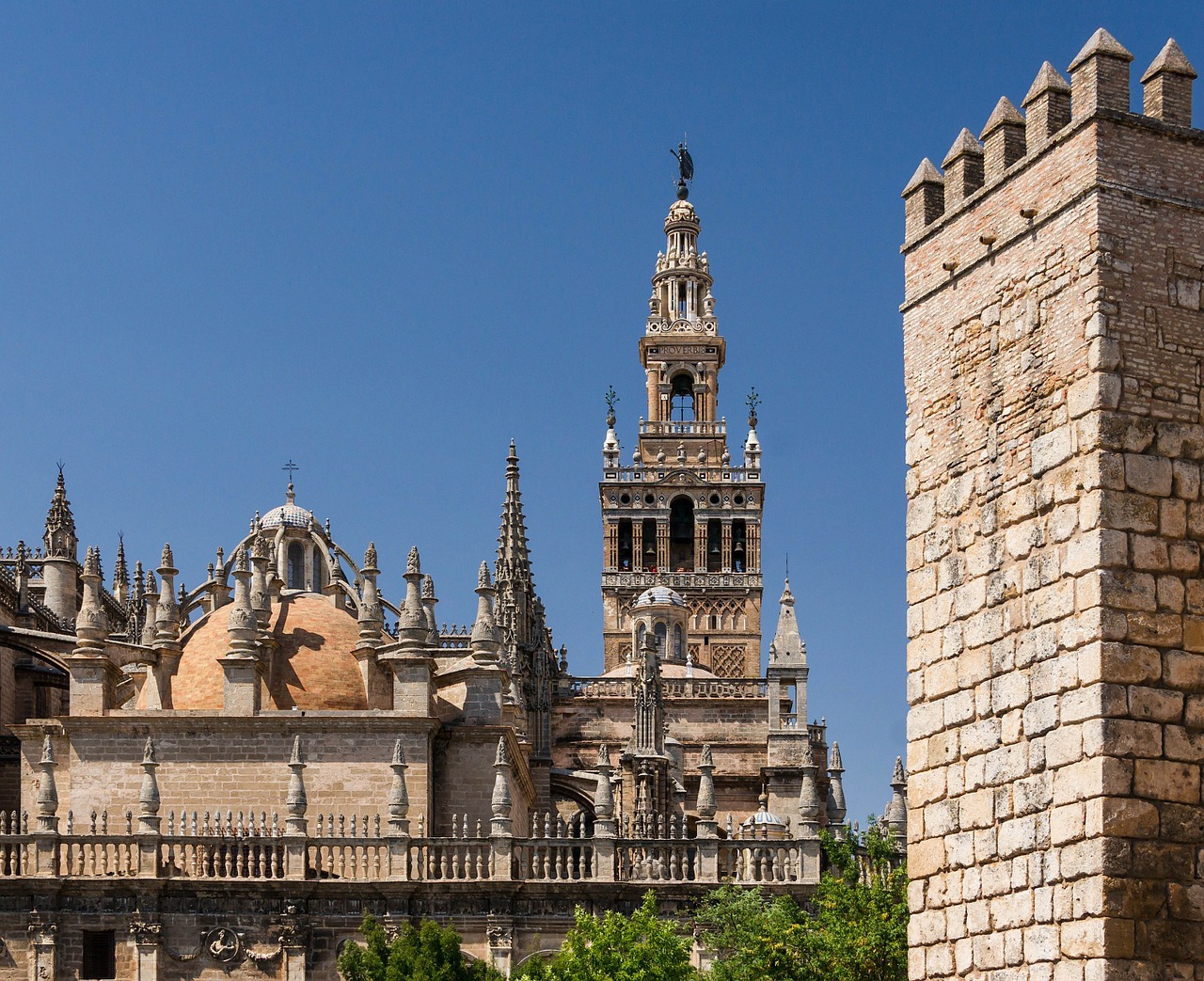 Sevilija, Ispanija, Tikrasis Alkazaras, Katedra, Bažnyčia, Pastatai, Orientyras, Istorinis, Vaizdingas, Panorama