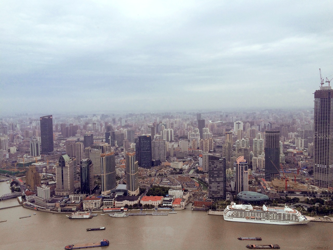 Šanchajus, Kinija, Orientacijos Perlas, Panorama, Nepastebėti, Debesuota Diena, Huangpu Upė, Nemokamos Nuotraukos,  Nemokama Licenzija