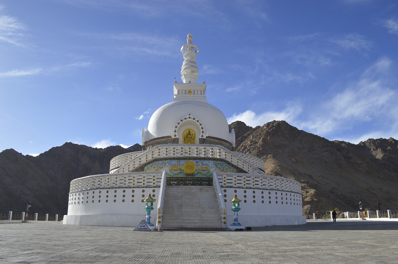 Šanti Stupa, Leh, Ladakh, Šventykla, Stupa, Buda, Indija, Religija, Kalnas, Kultūra