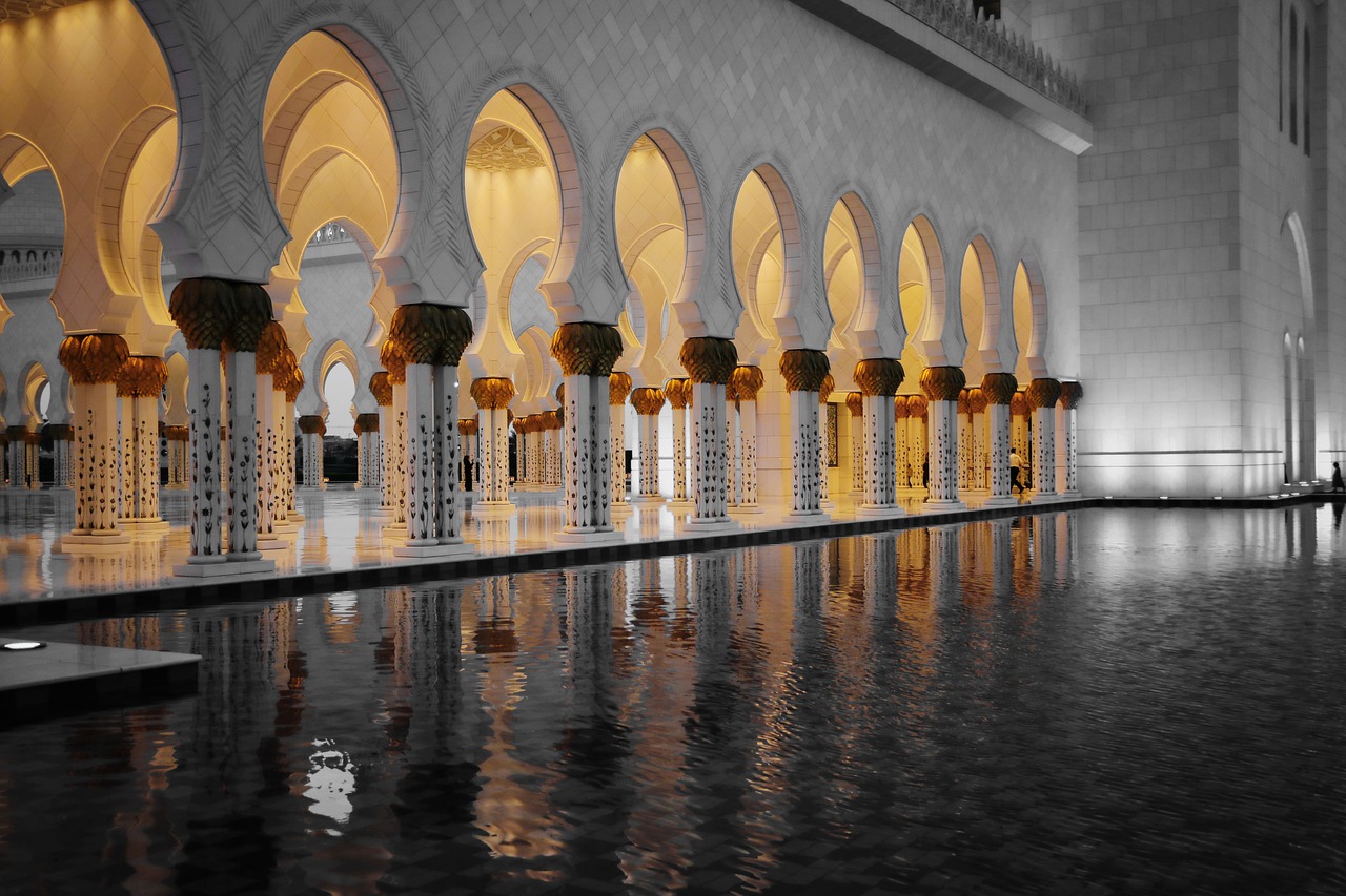 Sheikh Zayed Mečetė, Abu Dabis, Uae, Arabas, Religinis, Architektūra, Minaretas, Marmuras, Grand, Garbinimas