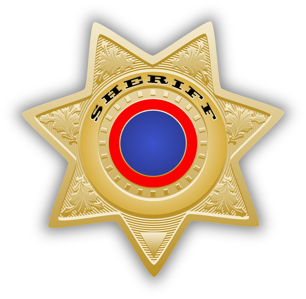 Šerifo Žvaigždė, Šerifas, Žvaigždė, Vyriausiasis, Teisė, Policija, Saugumas, Policininkai, Auksinis, Nemokama Vektorinė Grafika