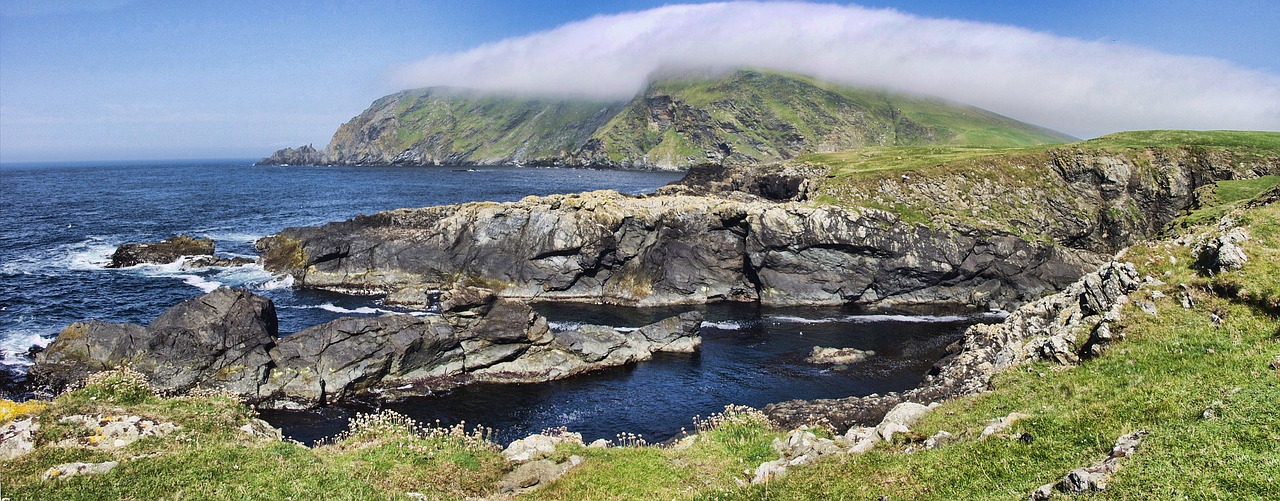Shetland Salos, Škotija, Panorama, Pakrantės, Jūra, Uolingas, Pakrantė, Kraštovaizdis, Debesys, Nemokamos Nuotraukos