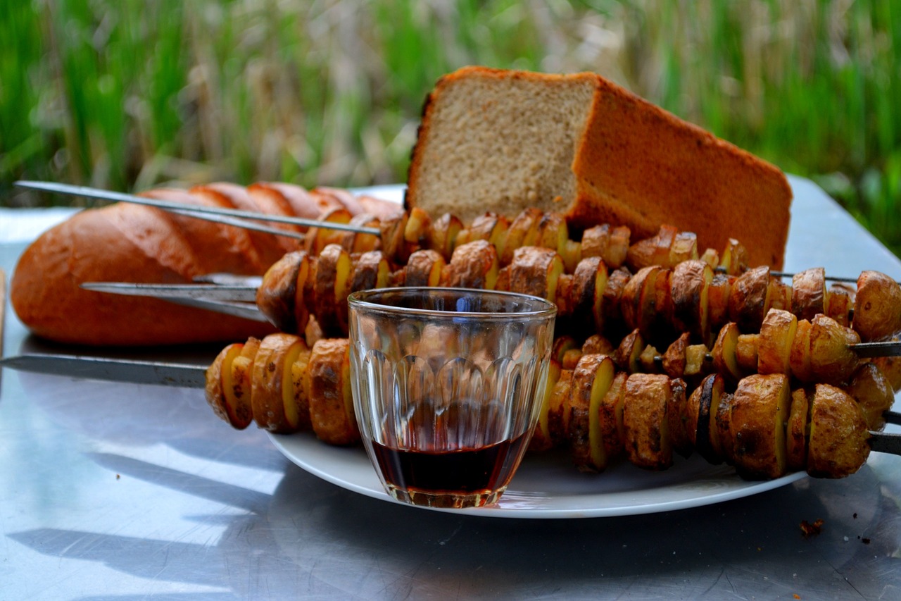 Kebabas, Be Mėsos, Duona, Bulvė, Grilis, Mityba, Lauke, Iškylai, Vegetariškumas, Nemokamos Nuotraukos