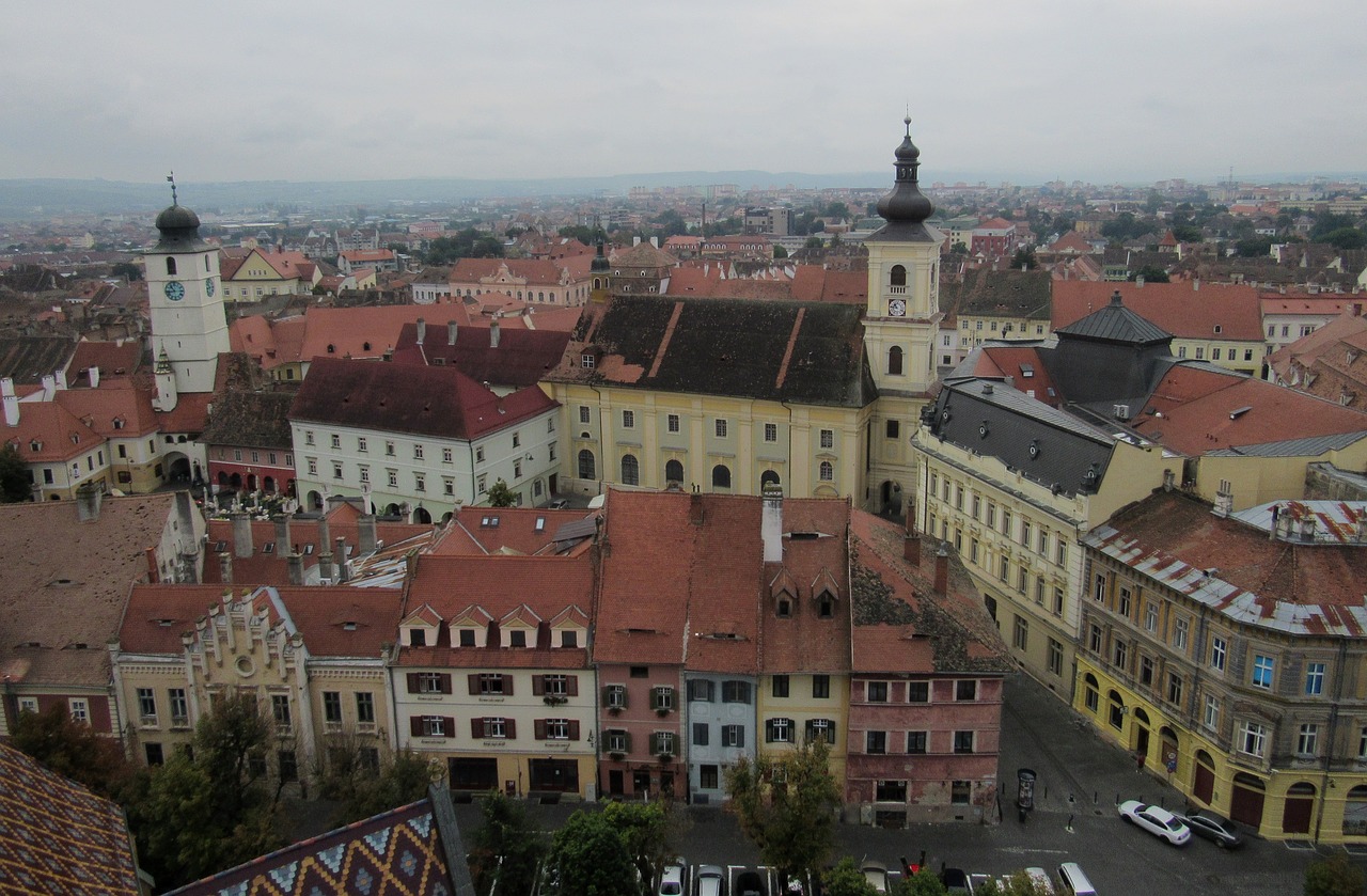 Sibiu, Transilvanija, Romanija, Pastatai, Senamiestis, Panorama, Debesis, Nepatogus Oras, Nemokamos Nuotraukos,  Nemokama Licenzija