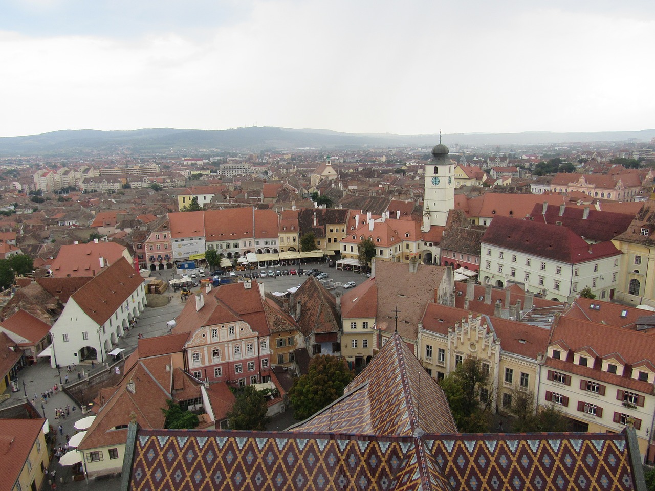 Sibiu, Transilvanija, Panorama, Maža Rinka, Bokštas, Centras, Stogai, Romanija, Švarus Dangus, Pastatai