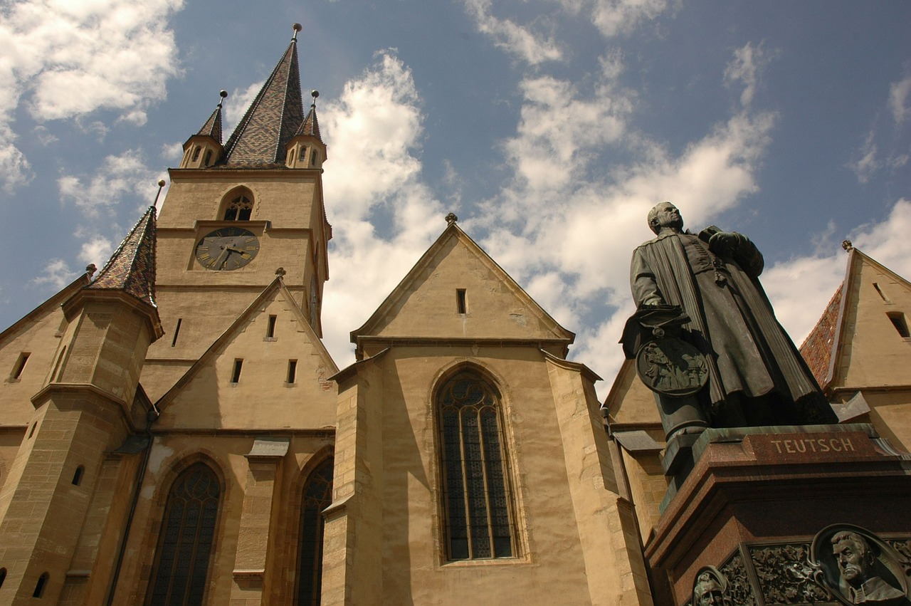 Sibiu, Bažnyčia, Statula, Teutsch, Architektūra, Pastatas, Evangelikų, Senas, Viduramžių, Bokštas