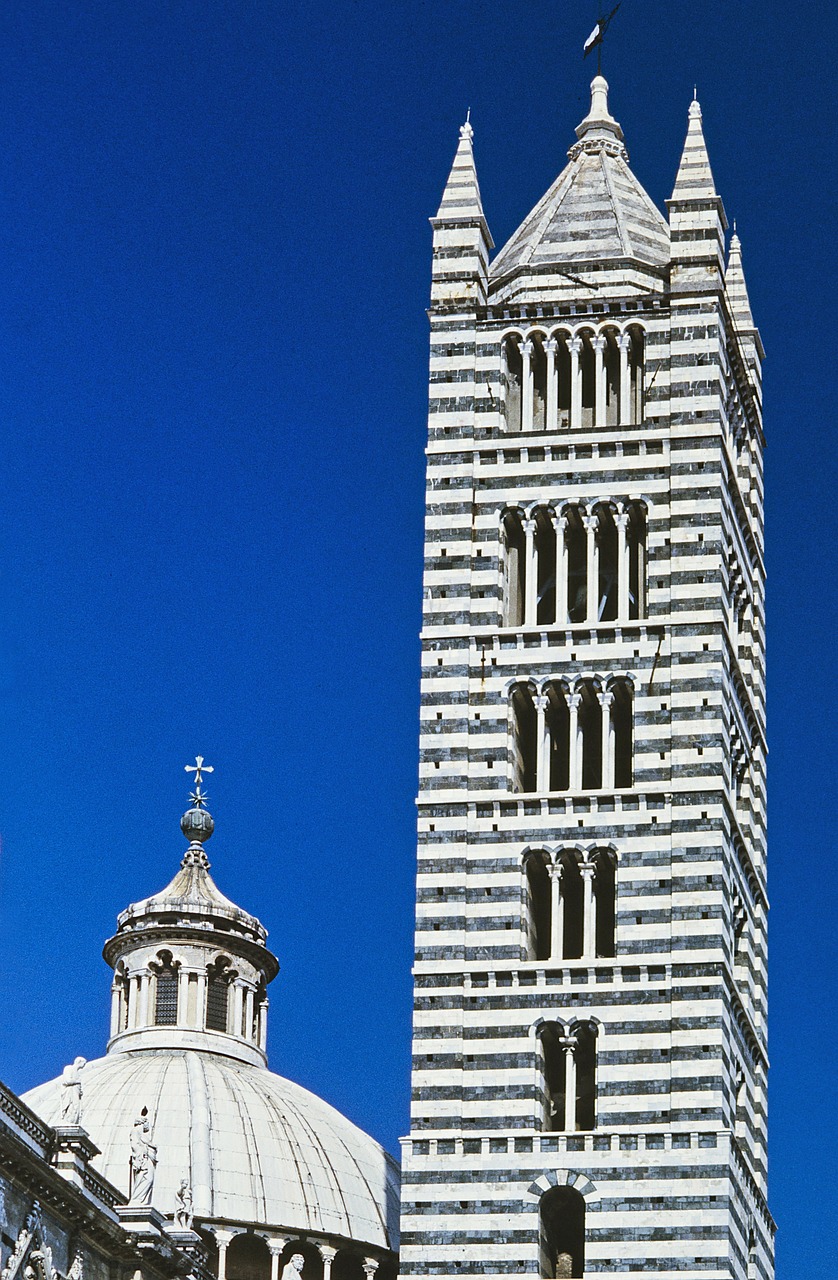 Siena, Italy, Dom, Duomo Nuovo, Kampanelis, Kupolas, Juoda, Balta, Marmuras, Gotika