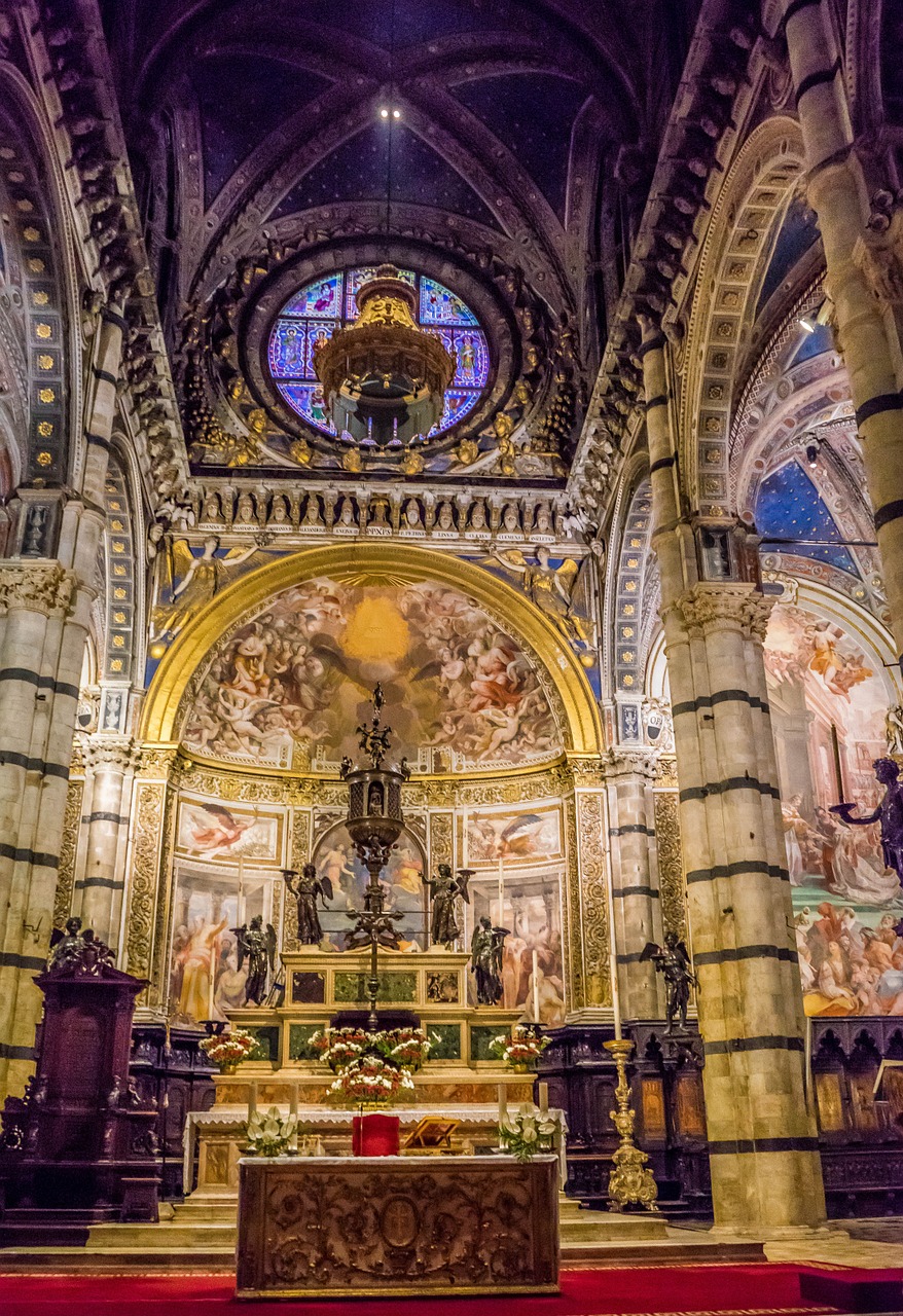 Sienos Katedra, Altorius, Vitražas, Italy, Katedra, Bažnyčia, Siena, Toskana, Architektūra, Viduramžių