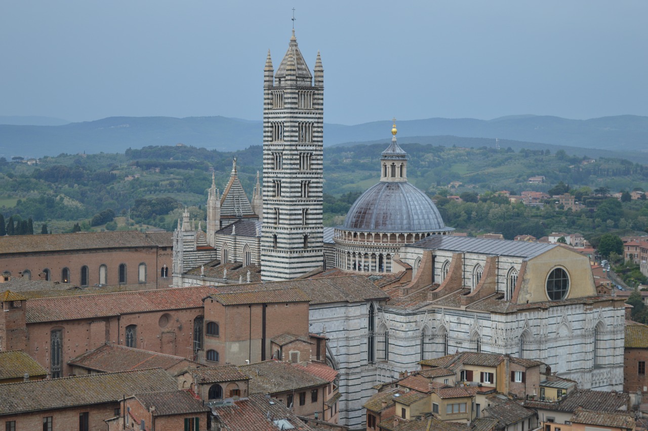 Siena, Italy, Toskana, Katedra, Senamiestis, Stogas, Vaizdas Iš Viršaus, Viduramžių Miestas, Viduramžiai, Turizmas