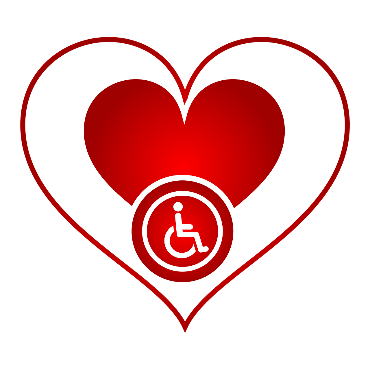 Ženklas, Emblema, Logotipas, Neįgalus, Meilė, Širdis, Piktograma, Dizainas, Simbolis, Raudona