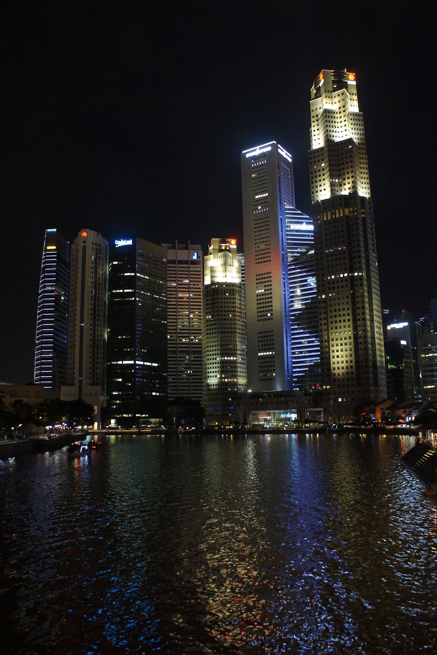 Singapūras, Architektūra, Asija, Naktis, Šiuolaikiška, Pastatas, Dangoraižis, Prabangus Viešbutis, Turizmas, Miestas