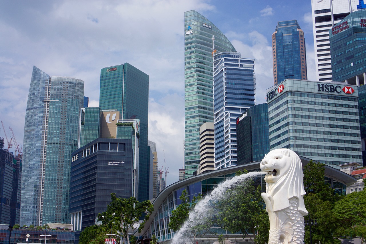 Singapūras, Miestas, Fontanas, Architektūra, Asija, Verslas, Miesto Panorama, Šiuolaikiška, Panorama, Miesto